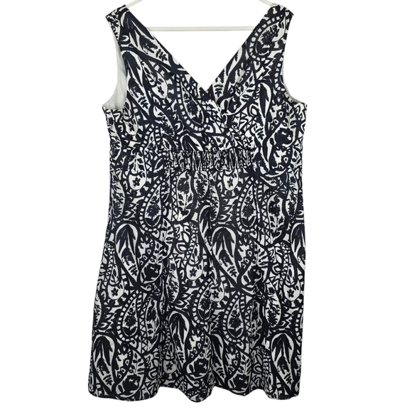Lands' End Women's Black And White Pattern Suplice Sleeveless Dress Cotton 18 - Picture 2 of 15